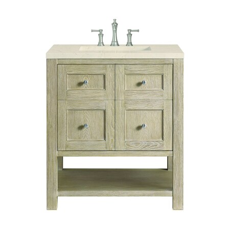 James Martin Vanities 30'' Single Vanity, Whitewashed Oak w/ 3 CM Eternal Marfil Quartz Top 330-V30-WWO-3EMR
